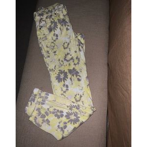 Justice Yellow & gray floral jegging